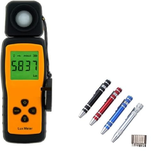 Luxmetro Digitale, Misuratore di Luce Digitale, Rilevatore fotometro illuminometro portatile for test ambientali con sensore intelligente