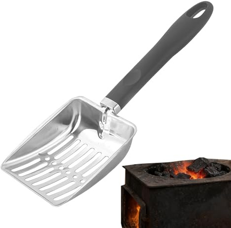 Setaccio per Cenere da | Pala per Carbone Resistente al Calore da 32,5 cm - Pala Acciaio Inossidabile con Fori - Per Stufa a Legna BBQ Falò Griglia a Carbone Campeggio Giardino