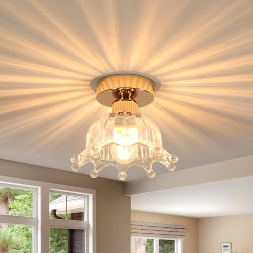 Riserva Plafonnier Doré, Lampe de Plafond Moderne en Métal E27, Suspension pour Chambre à Coucher, Salon, Couloir, Salle à Manger, Hôtel