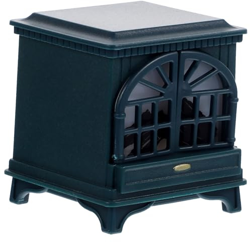 FUNNETOYU Cheminée Miniature pour Maison de Poupée, Modèle Décoratif Vert en Plastique, Taille Compacte, Accessoires Miniatures pour Décoration de Mini-Maison, Ambiance Chaleureuse, Présent