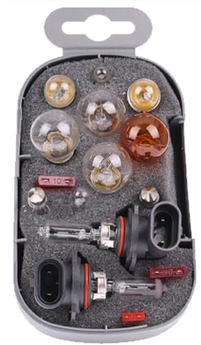 SAMECAR KFZ Glühlampen Ersatzkasten 12V HB3/HB4, 15-teilig, Auto Ersatzlampenset mit Sicherungen, Glühlampen Set für PKW, Autolampen Set, KFZ Lampenset, Ersatzbirnen Box