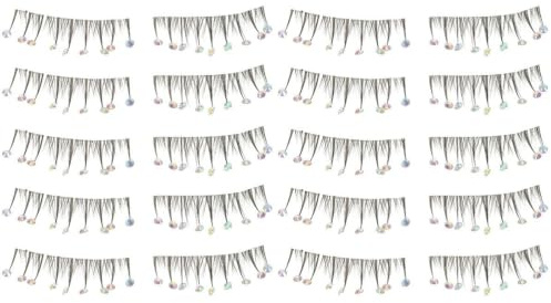 Abaodam 20pcs Natural Look Fake Eyelashes with Small Rhinestones Lightweight Transparent Band False Lashes for Makeup DIY Eye Enhancement Soft and Reusable Artificial Lashes