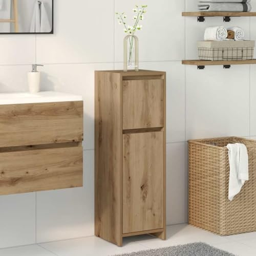 Bendmaxx Badskåp Artisan-ek, trämaterial 30 x 30 x 95 cm, badrumsmöbler med lådor och dörrar, förvaringsutrymme för ordning i badrummet, fastsättning på väggfäste