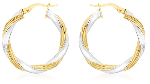 CARISSIMA Damen-Ohrhänger 2 Farben gelb and weiss Gold Hoop 9 Karat 375 Bicolor 2.52.6949