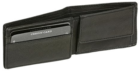 LEAS Cartera pequeña para señores Monedero para señoras, Piel auténtica, Negro Mini-Edition''