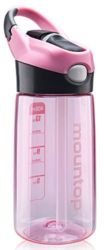 mountop Kids Water Bottle with Silicone Straw and Handle, Easy Use for Girls and Boys, BPA-free Water Bottle for Kids 14oz 400ml