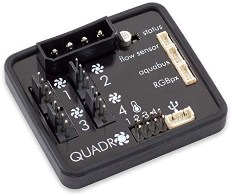 Aqua Computer Quadro Lüftersteuerung für PWM-Lüfter mit Anschluss für Ambient/Hintergrundbeleuchtung