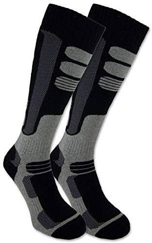 sockenkauf24 2 Paar Skisocken Herren Damen Ski Kniestrümpfe Atmungsaktiv WP (Schwarz | Schwarz, 35-38)