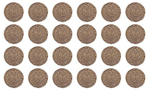 HERSIG - Pack 24 Salvamanteles Individuales | Manteles Individuales Redondos de Enea - 25 cm