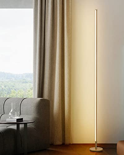 TACAHE Minimalist Corner Floor Lamp - 2700K-6500K Dimmable LED Night Light - Modern Standing Mood Lamp with Remote Control for Living Room, Bedroom - 57 12W - Gold - 1Pack