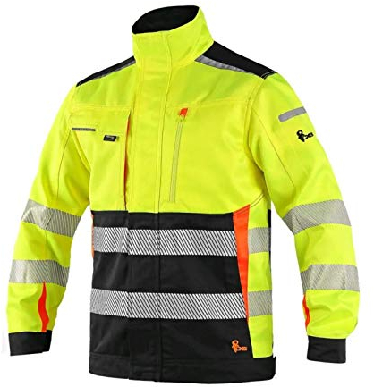 SAFETY Canis CXS Benson Arbeitsjacke Herren Cordura reflektierend Winddicht Warnjacke Monteurjacke Belüftung Reißverschlusstaschen leichte Jacke Schutzkleidung EN20471; Gelb; (48)