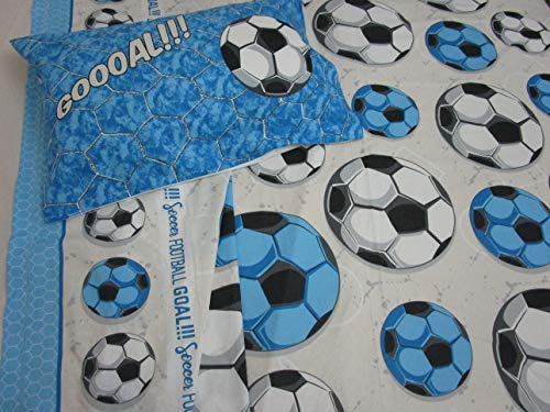 Pago Poco Complete Single Bed FOOTBALL TEAMS Pattern WHITE/LIGHT BLUE 100% Natural Fiber Cotton MADE IN ITALY ..MAXI Sizes New 2021!!!!