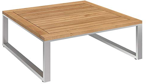 OUTLIV. Capri Loungetisch 75 cm x 75 cm aus Edelstahl/Teakholz, stilvolle Ergänzung für Ihren Outdoor-Bereich