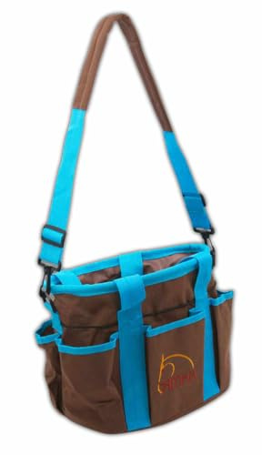 AMKA Bolsa de limpieza con correa ajustable + 6 compartimentos adicionales – para utensilios de limpieza de caballos.