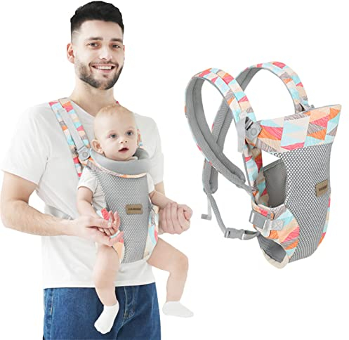 IULONEE Babytragetücher für Neugeborene Hände Frei Ergonomische Tragbare 4-in-1 Baby Bauchtrage Mit Sicherheitsschnalle Tragetuch Baby Wickeltuc für Kleinkinder 3-36 Monate Bunt
