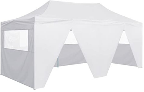 Kstyhome Profi-Partyzelt Faltbar mit 4 Seitenwänden, Pavillon, Zeltgarage, Bierzelt, Weidezelt, Carport, Lagerzelt Winterfest, Garagenzelt, Gartenpavillon, 3×6m Stahl Weiß