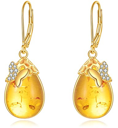 TIGER RIDER Boucles d'oreilles dormeuses en argent sterling 925 avec fermoir en forme d'abeille, papillon, scorpion, cactus, feuilles, scarabée, ambre, cristal, citrine, pierre de lune, obsidienne