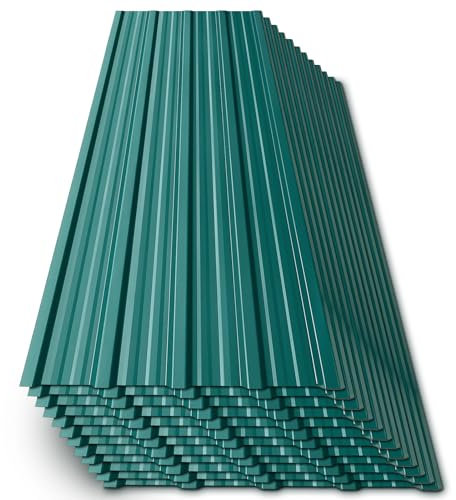 The Fellie 12-Pack Corrugated Metal Roofing Sheets, 115 x 45cm, Dark Green