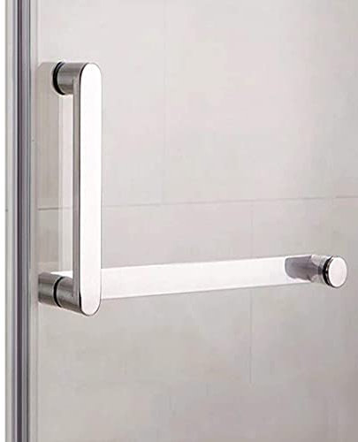 TONZN Duschtürgriffknopf, polierter massiver Edelstahlgriff, Badewannenabtrennung, runder Badezimmertürknopf, poliertes Chrom (Größe: 185 mm + 385 mm) (Chrom 225 mm + 425 mm)