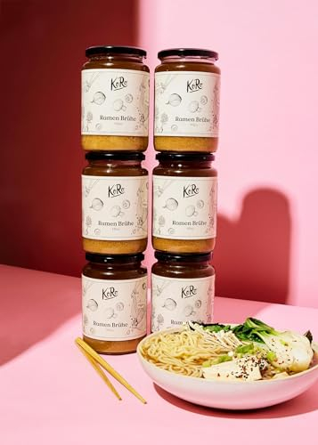 KoRo - Vegane Miso Ramen Brühe 6 x 720 ml - Ideale Basis für Ramen - Enthält Gemüsebrühe, Miso Paste und Sojasoße - Zwei Portionen pro Glas