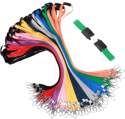 Segus Cinta Llaves Cuello, 50 Piezas Colgante para Llaves de Cuello, Lanyard con Hebilla de Seguridad, para Negocios, Oficinas, Escuelas (10 Colores)