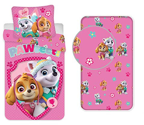 Paw Patrol Rosa Bettwäsche 3-teilig 140x200 + Kissenbezug