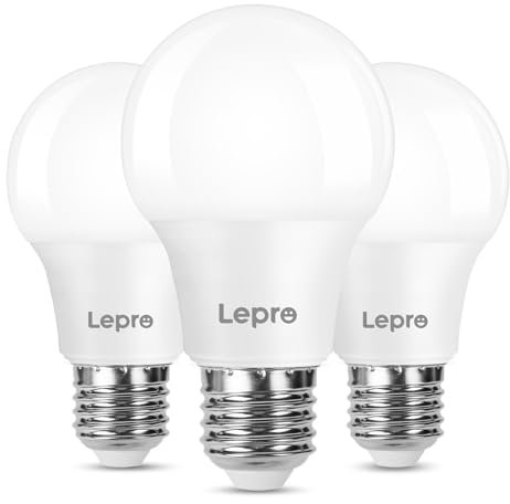 Lepro E27 Screw Bulbs 60W Equivalent, Warm White 2700K E27 LED Bulb, 8.5W 806lm Edison Screw ES LED Light Bulb, Energy Saving Light Bulbs for Lamp, Non-dimmable, Pack of 3