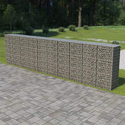 Xichuzi Gabionenwand mit Abdeckung, Pflanzkübel, Kräuterbeet, Hochbeete-kit, Pflanztrog, Vertikalbeet, Pflanzgefäße, Pflanzencontainer, Verzinkter Stahl 600×50×150 cm