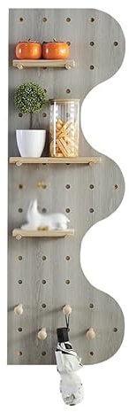 PFCDZDU Kit D'organisation Panneau Perforé, Modulaire Panneau D'affichage Ensemble Combiné, Montage Mural Réglable Rangement Étagères Et Crochets pour Maison Bureau(Grey)
