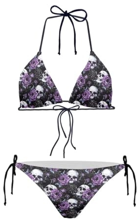 Biyejit Dam tvådelad bikiniset sexiga badkläder grimma sträng triangel baddräkter baddräkter, Sockerskallar, S