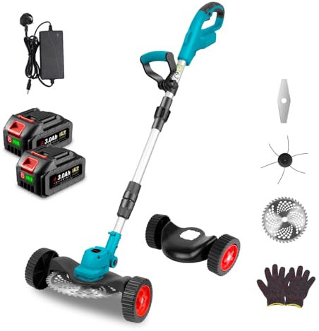 Cordless Strimmer Battery Lawn Trimmer - Electric Battery Trimmer for Trimming Grass Grass, Hand Lawn Mower, Edge Trimmer, Brush Cutter(Blue)