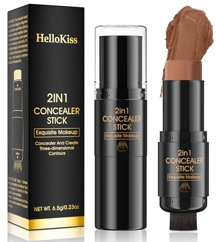 LAXISCREED Contouring Maquillage Stick 2 en 1 avec Pinceau, Crayon Bronzer Imperméable et Naturel, Longue Durée pour Visage, Sculpting Joues, Yeux et Lèvres (05, taille unique)
