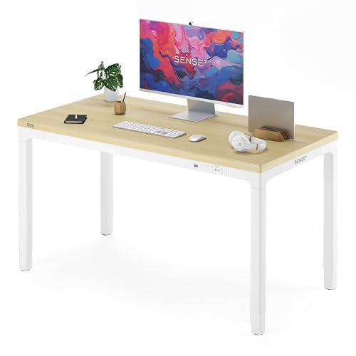 SENSE7 höhenverstellbarer Schreibtisch Manma, MDF Schreibtischplatte, elektrischer Computertisch, 160×80cm, Bürotisch USB-C und USB 2.0 Ladeanschluss, Memory-Funktion, Stabiler Steh-Sitz-Tisch