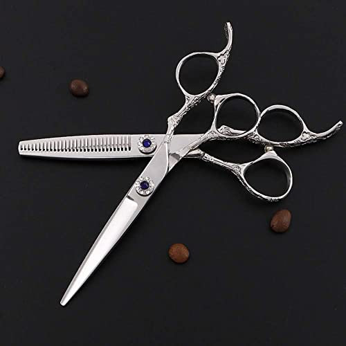 asdchZen Friseurschere, Friseurschere, Friseursalon, Silber, 440C Stahl, Flachschnitt-Zahnschere, S-Schere, 6-Zoll-Set, Toothcut6Inch