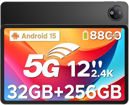 V Pad 5G Tablets 12 inch Android, Mediatek Dimensity 7050 Octa-Core Tablet With Sim Card Slot, 2.4K Display+90Hz Android 15 Tablets 32GB+256GB/2TB+8800mAh, 4 Speakers, WiFi 6, Gemini AI