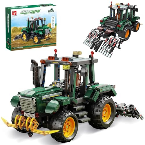 TYCOLE Mechanischer Traktor Bausteine mit Beweglichen Funktionen, 1204 Teile, Lernspielzeug für Kinder ab 8 Jahren, Jungen und Mädchen, Bauernhof Fahrzeug Geschenk