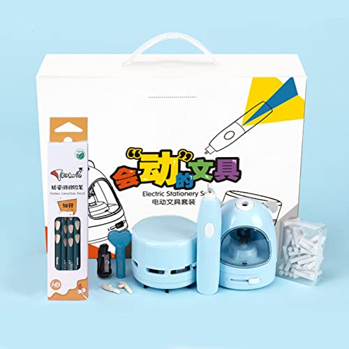 Elektrostift -Spitzer -Radiergummi Vakuumreiniger Set batteriebetriebene Schreibwarenset mit 50 Radiergummi -Nachfüllungen für Kinder Erwachsene Home Office School Klassenzimmer