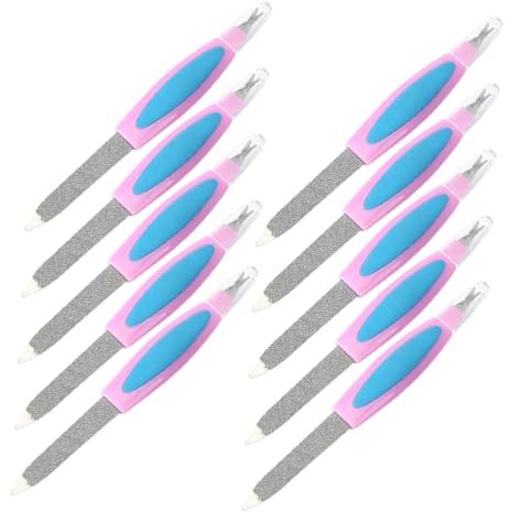 PACKOVE 10 Stück Doppelseitige Edelstahl Nagelfeilen Mit Hornhautentferner Nagelhautschieber Und Polierwerkzeug Für Maniküre Und Pediküre Vielseitiges Nagelpflege Tool Für Profis Und Einsteiger