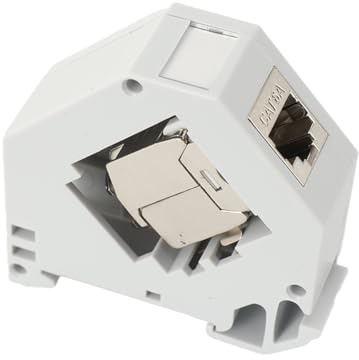 MECUTP 16 Stück CAT6A Keystone Modul und Hutschienenadapter Set RJ45 Buchse 10Gbps Hutschiene Adapter Passt Auf Genormte Hutschiene - Werkzeugfreie Montage/Schnappmontage