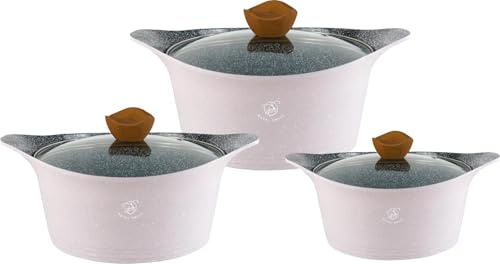 Royal Swiss – Ensemble de casseroles en céramique 6 pièces (24 cm, 28 cm, 32 cm) – Compatible tous feux dont induction – Revêtement antiadhésif – Couleur rose