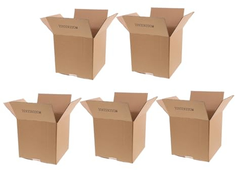 VILLFUL 5 Cajas de Cartón Cuadradas de Papel Marrón para Envío, Embalaje Pequeño, Resistentes y Optimizadas para Transportar y Empacar