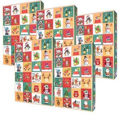 DIY adventskalender, 5 st tomma adventskalendrar att fylla 24 dagars nedräkning gör-det-själv tomma kalendrar för julhelgen dekor