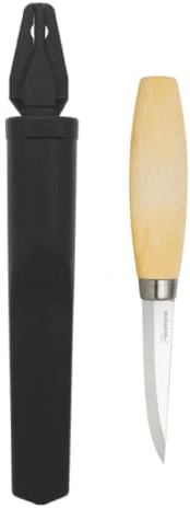 Morakniv Schnitzmesser Erwachsene - Mora Schnitzmesser 106 für die meisten Schnitzarbeiten - 85 mm Klinge aus deutschem Kohlenstoffstahl - Schnitzwerkzeug mit Birkenholzgriff & Scheide Made in Sweden