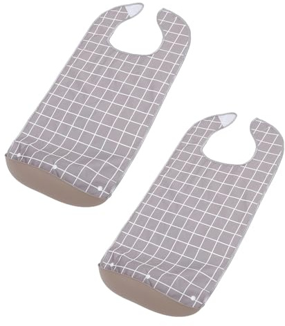 PLAFOPE Bavoirs Réutilisables et Encolure Douce avec Récupérateur de Miettes Détachable Imperméables 2pcs Protection Complète pour Adultes pour Personnes Âgées Repas et Maisons