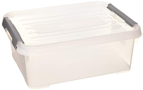 Allibert Aufbewahrungsbox Praktische, Plus mit Deckel 12l in transparent/silber, 40 x 29 x 15 cm