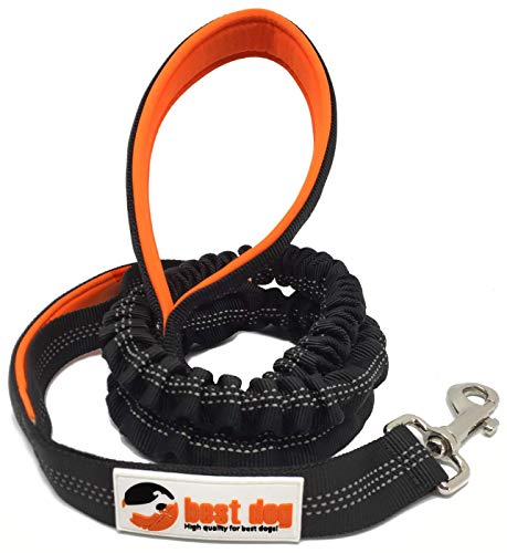 BEST DOG Premium Hundeleine für große Hunde (Orange-Schwarz)
