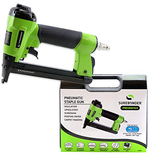 FPC (Surebonder) 9600B 9600A Agrafeuse pneumatique robuste standard type T50 avec étui (compresseur d'air nécessaire non inclus)