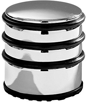 Premier Housewares 509566 Chrome Door Stop with Black Rubber Protective Rings, 8 x 7 x 7 cm