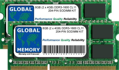8GB (2 x 4GB) DDR3 1600MHz PC3-12800 204-PIN SODIMM Memoria RAM Kit para MACBOOK Pro (Mediados 2012)