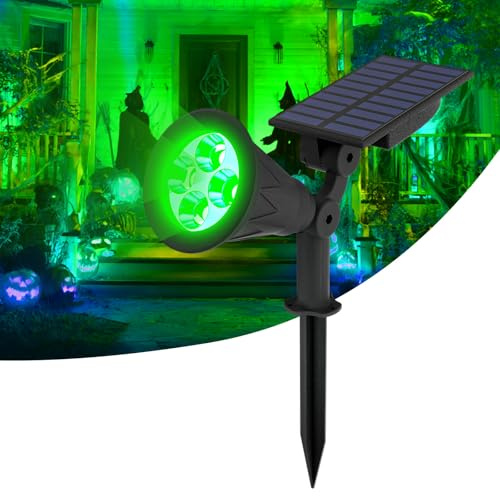 T-SUN Foco Solar, Impermeable Luces Solares Exterior, 2 Modos de Iluminación Opcionales, Funciona de 10 Horas, ángulo de 180° Ajustable, Luz de Jardín para Entrada, Entrada, Camino. (Verde)